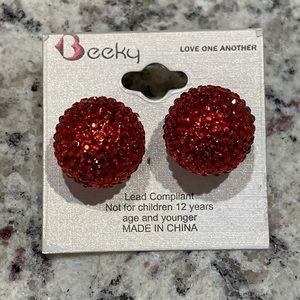 BEEKY • Orange Round Rhinestone Stud Earring
